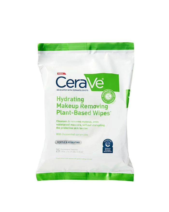 CERAVE HYDRATING MAKEUP REMOVING PLANT BASED WIPES